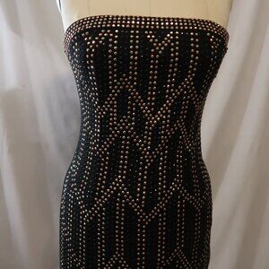 Black Strapless Studded Bodycon Dress